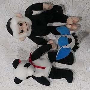 ty beanie babies, "Mooch" and "Fortune" and teenie bluebird